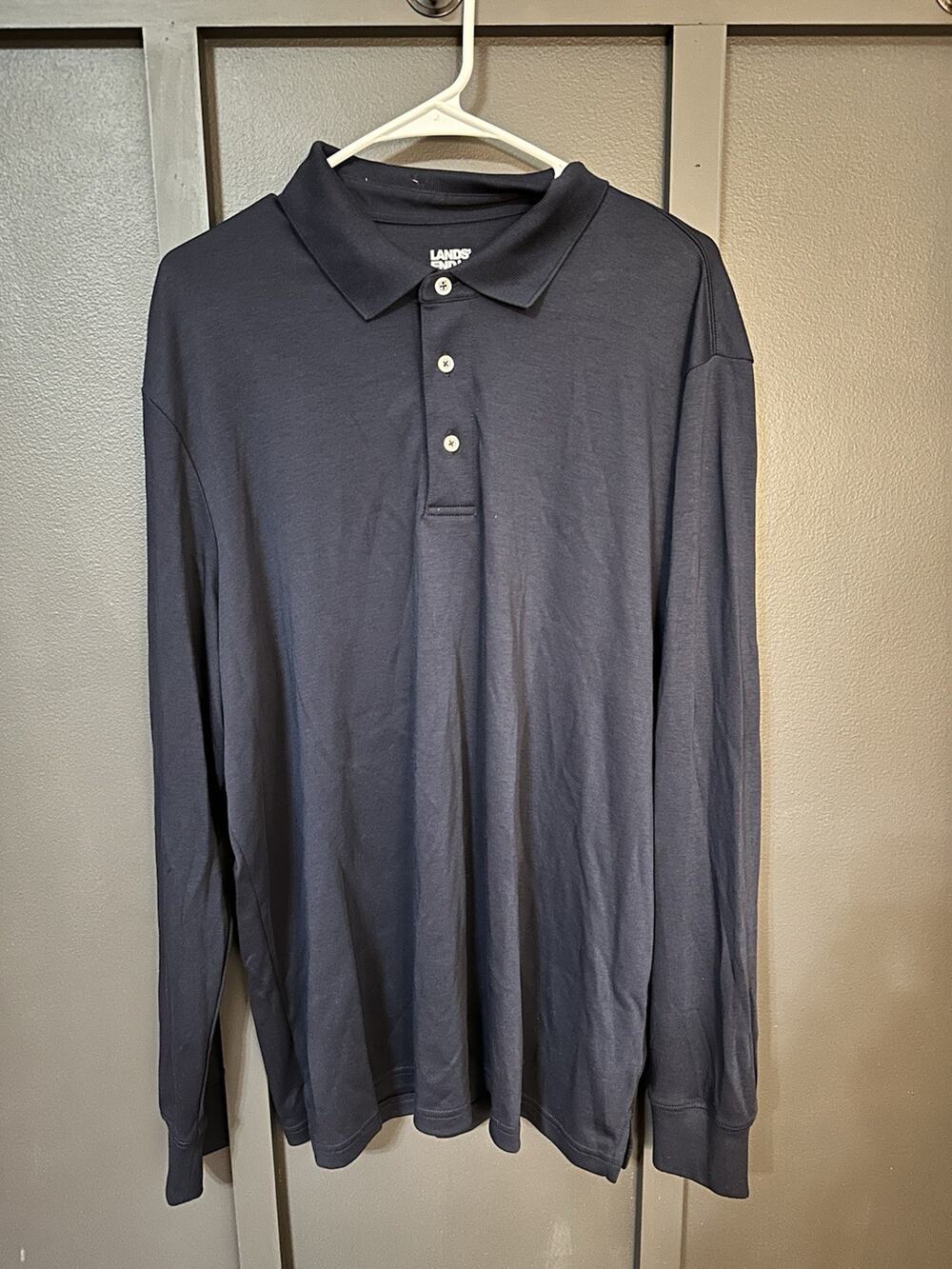 Lands’ End Traditional Fit Long Sleeve Navy 1/4 Button Down - XL
